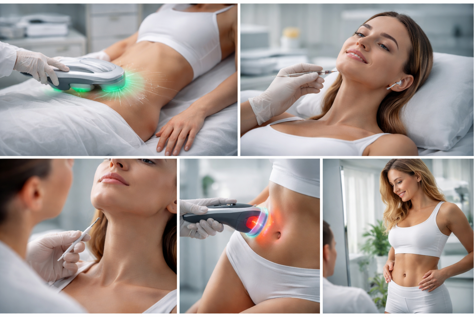 Collage of body treatment areas and results